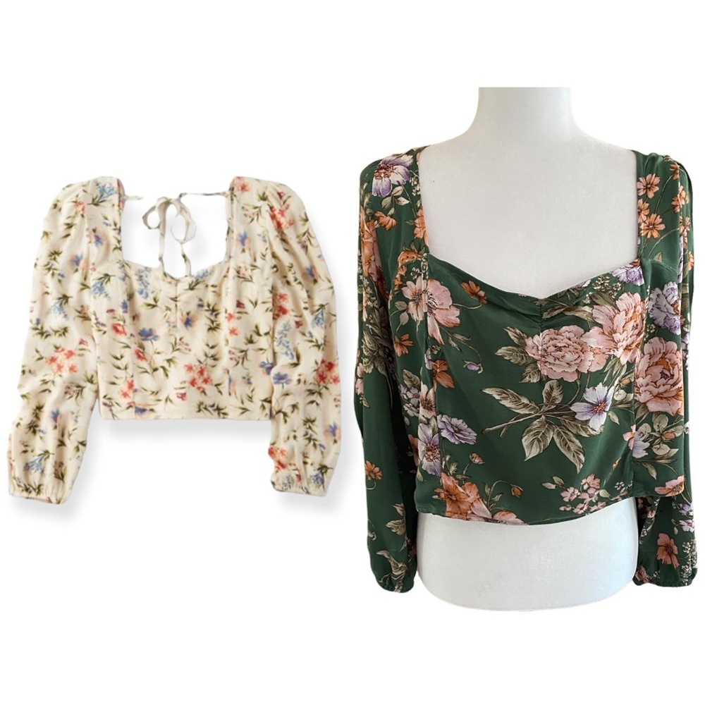 American Eagle • Sweetheart Neck Line Ruched Front smocked low back blouse